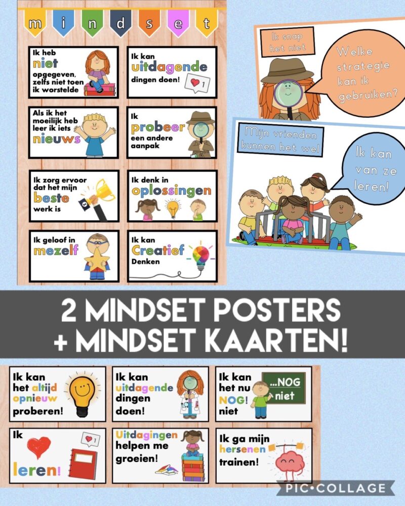 Growth (groeiende) Mindset Posters/kaarten; Meester Mark - Jufbijtje.nl