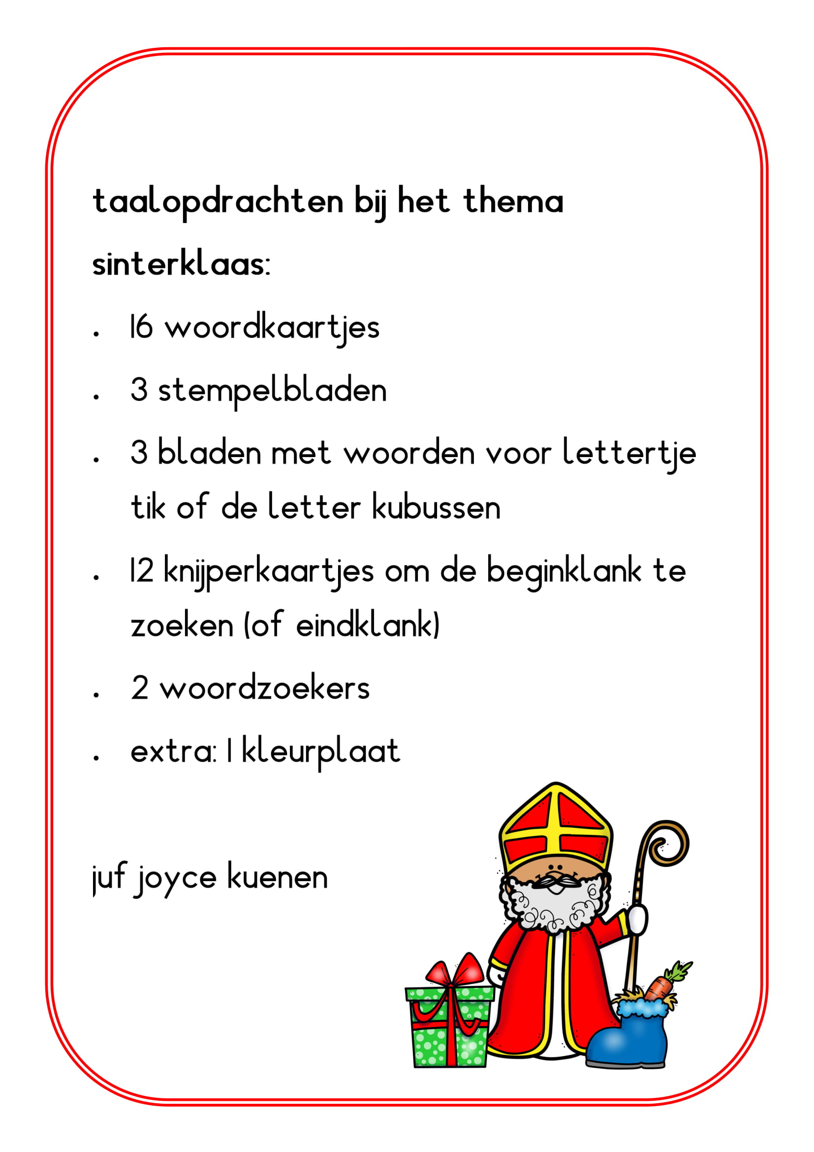 Sinterklaas taalbundel; Joyce (kleuters/groep 3) - jufbijtje.nl