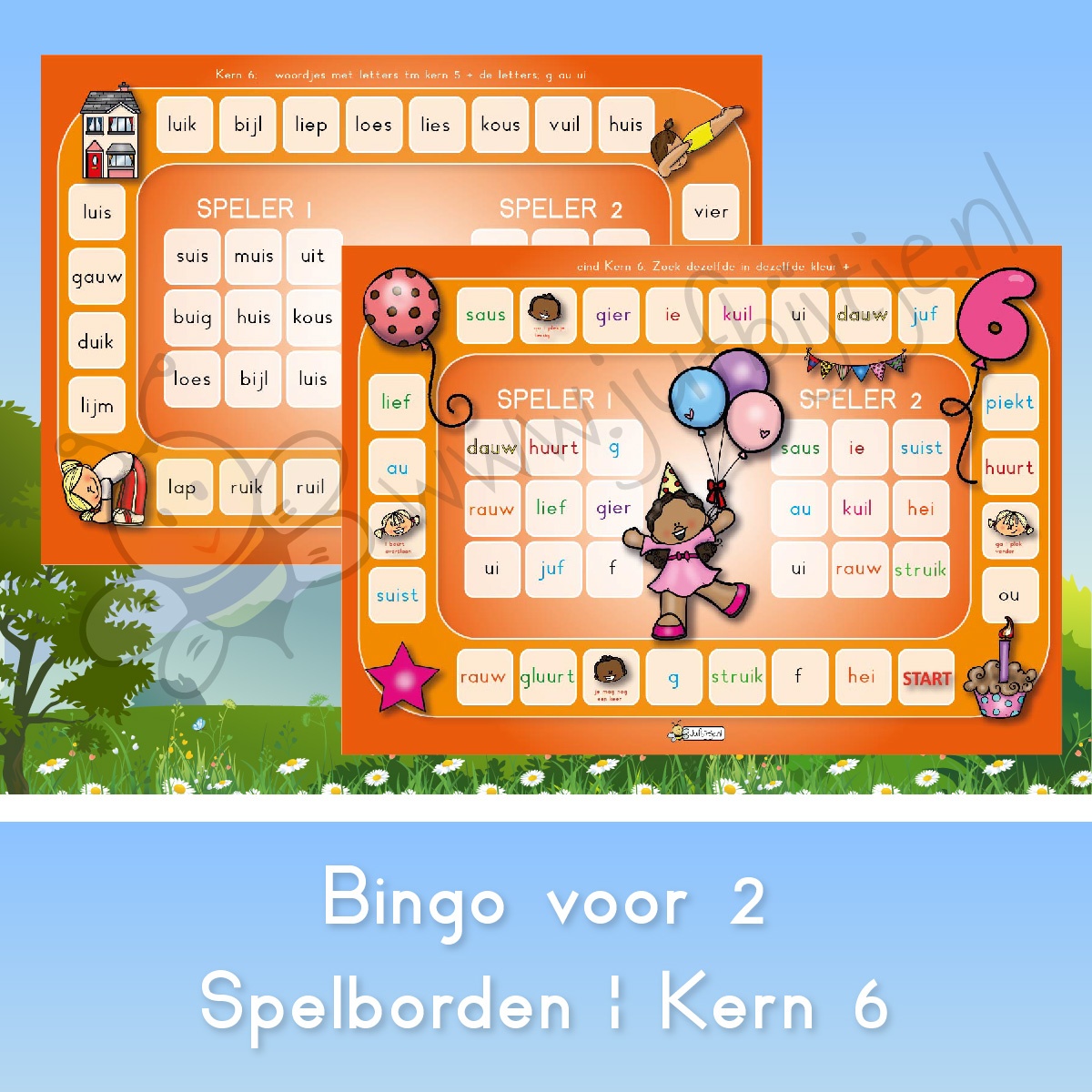 afvoer Kosciuszko Vergoeding Bingospelbord bingo voor twee; Lezen met kernen : kern 6 - jufbijtje.nl