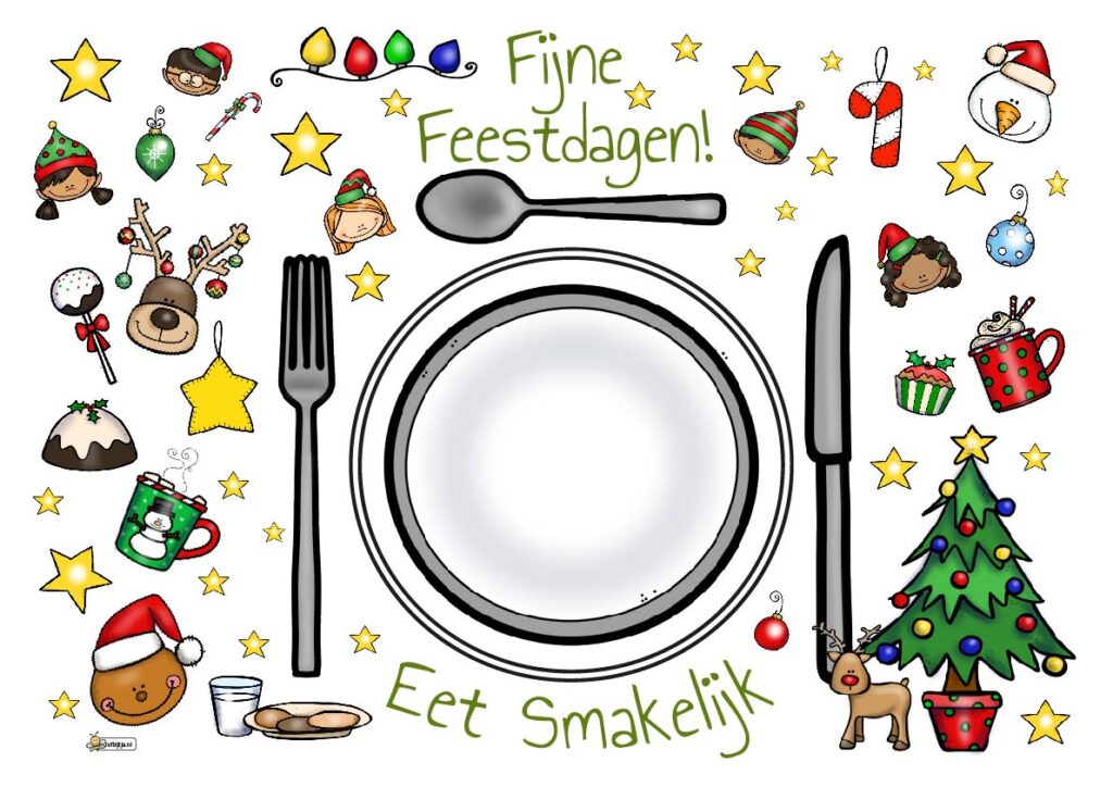 juf Bijtje placemat kerst in kleur voor..... jufbijtje.nl